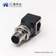 m12连接器转rj45弯式转接头8芯前锁板转RJ45网络接口m12公头