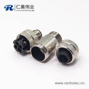 m12全金属屏蔽连接器直公头4pin组装式航空防水插头连接器