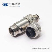 m12全金属屏蔽连接器直公头4pin组装式航空防水插头连接器