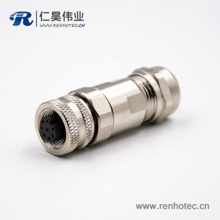 M128芯连接器A扣母头直式带屏蔽接线螺丝锁线组装接头传感器 M128芯连接器A扣母头直式带屏蔽接线螺丝锁线组装接头传感器