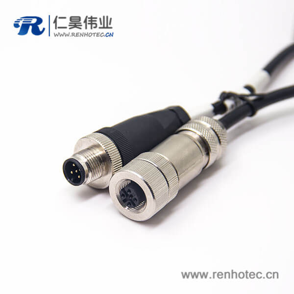 接插件 M12电缆0.5M AWG22五芯公头转全金属母头直式带屏蔽 接插件 M12电缆0.5M AWG22五芯公头转全金属母头直式带屏蔽