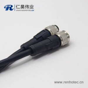 m12标准电缆A编码5芯母头直式180度不带屏蔽双边注塑线1M AWG22