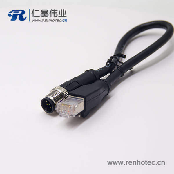 m12转rj45 8芯不带屏蔽m12公头A型转RJ45水晶头组装电缆 1M AWG24 m12转rj45 8芯不带屏蔽m12公头A型转RJ45水晶头组装电缆 1M AWG24