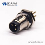 3芯防水圆形连接器后锁板插板式m8公头