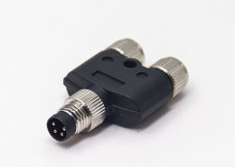 m8 y型连接器一公转两母4pin转接头