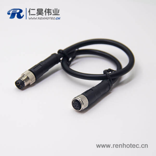 m86芯注塑线26AWG线长50厘米直式公对母A型焊线工业防水连接器 m86芯注塑线26AWG线长50厘米直式公对母A型焊线工业防水连接器
