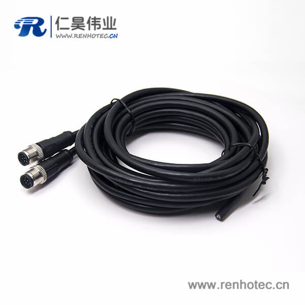 m12电缆插头双边不带屏蔽直式8芯注塑线A型公头1M AWG22 m12电缆插头双边不带屏蔽直式8芯注塑线A型公头1M AWG22