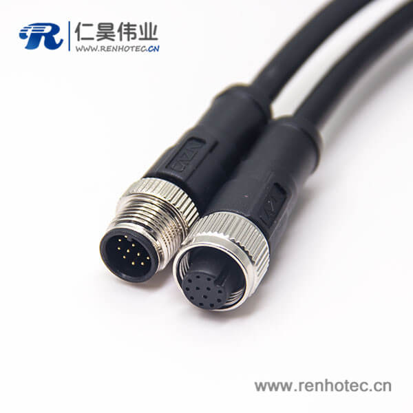m12电缆接头A型180度公转母1M AWG2412芯传感器不带屏蔽 m12电缆接头A型180度公转母1M AWG2412芯传感器不带屏蔽