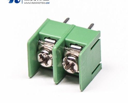 栅栏式插PCB板端子2芯绿色连接器
