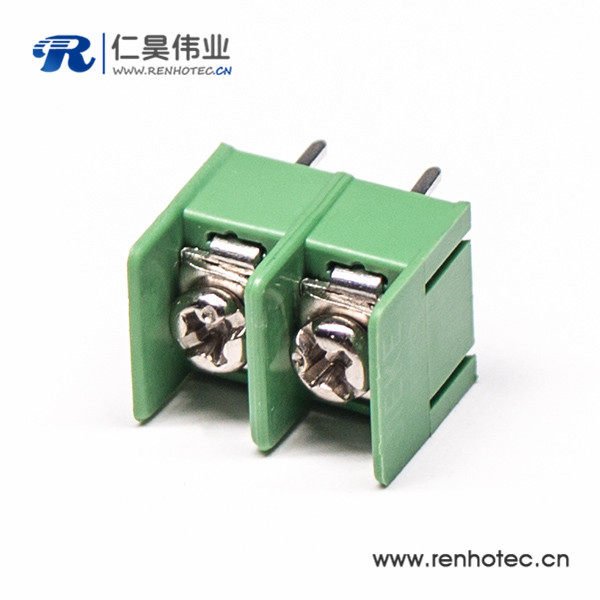 栅栏式插PCB板端子2芯绿色连接器