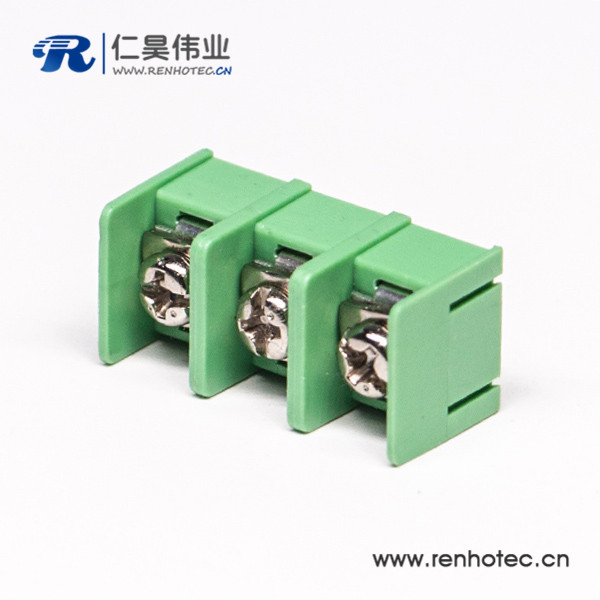 栅栏式3芯绿色直式接线端子插PCB板连接器