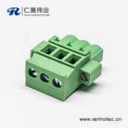 绿色插头插拔式端子三螺钉直式压接接线连接器