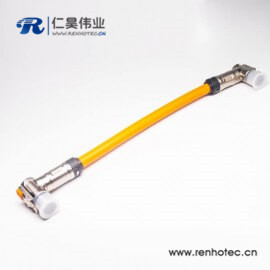 高压插头90°带屏蔽直式单芯金属互锁转接线25CM