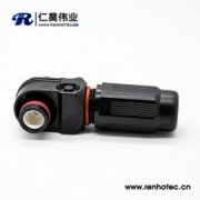 储能连接器防水黑色插头母头单芯8mm直角200A塑料IP67高压