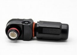 储能连接器防水黑色插头母头单芯8mm直角200A塑料IP67高压