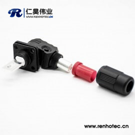 储能高压连接器黑色350A塑料防水IP67公母插座插头对接单芯12mm铜牌连接