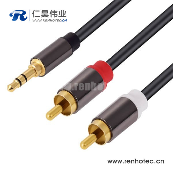 3.5mm转2RCA连接线一分二转双莲花头电脑音箱线 3.5mm转2RCA连接线一分二转双莲花头电脑音箱线