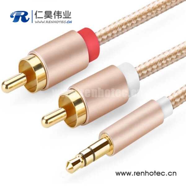 电视连接线3.5转2RCA双莲花无氧铜喇叭线 电视连接线3.5转2RCA双莲花无氧铜喇叭线