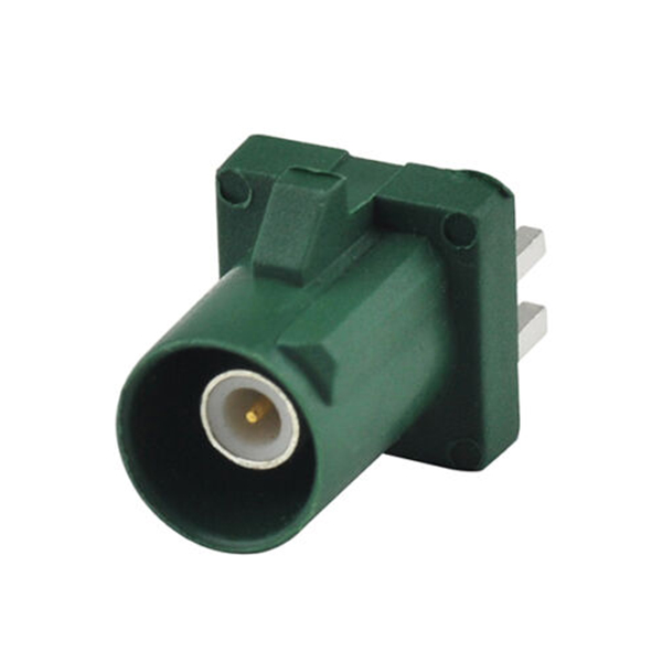 车载射频连接器Fakra公头PCB板安装卡板式直式绿色GPS和电视用连接器