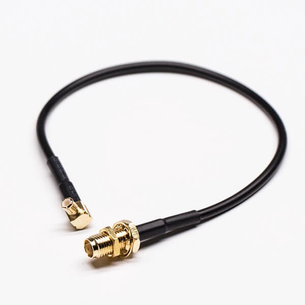 coaxial-rf-cable-sma-female-straight-front-bulkhead-to-mcx-male-180-degree(1) MCX射频同轴线弯式公头转SMA直式母头前锁穿墙