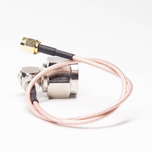 hexagonal-n-connector-male-90-degree-cable-to-male-sma-180-degree(2) 六角N头弯式90度公头同轴线转SMA直式镀金公头