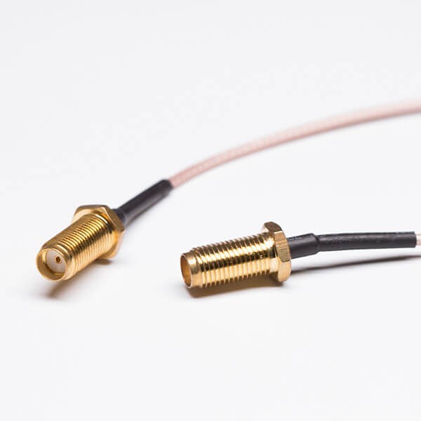 sma-bulkhead-cable-with-brown-coaxial-cable-rg316-td(1) SMA射频线材接棕色RG316同轴线焊直角SMA母座11牙(穿墙式)+TD