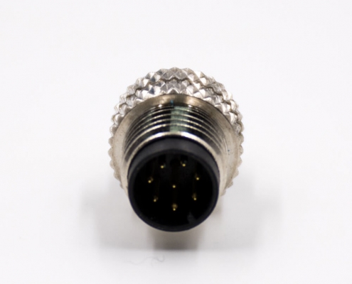 传感器连接器m8公头A扣8芯不带屏蔽直式组装接头接线焊接式注塑连接器