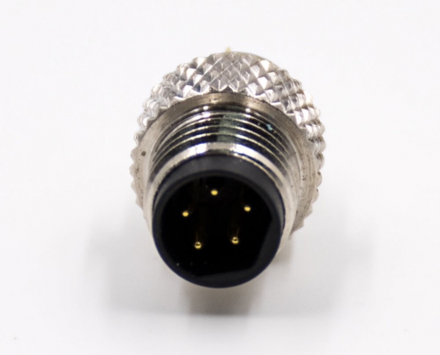 M8公头5芯B扣带屏蔽直式组装接头接线焊接式注塑连接器