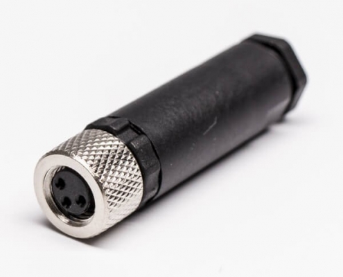 M8现场组装插头3芯母直式不带屏蔽塑料外壳M8*1.0定制