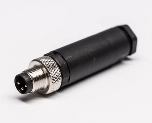 M8现场组装插头3芯公直式不带屏蔽塑料外壳M8*1.0定制