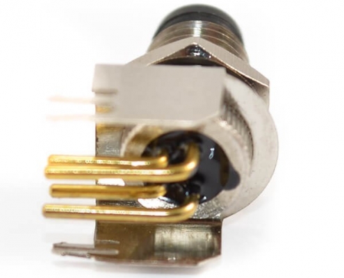 M8弯头连接器PCB板端前锁A型6芯防水公座传感器