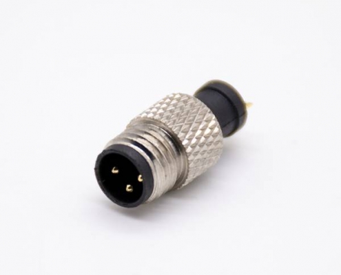 M8连接器3芯注塑公头直式接线焊杯不带屏蔽