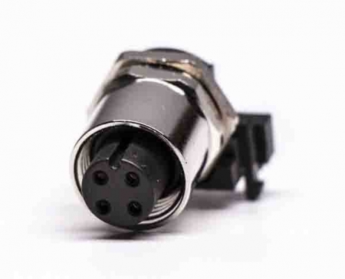 10pcs M12四芯接头A型板端弯头插板母座子防水传感器