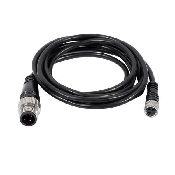 M12航空电缆A Code 4芯公头转M8 3芯母头双边注塑成型线2M AWG24不带屏蔽