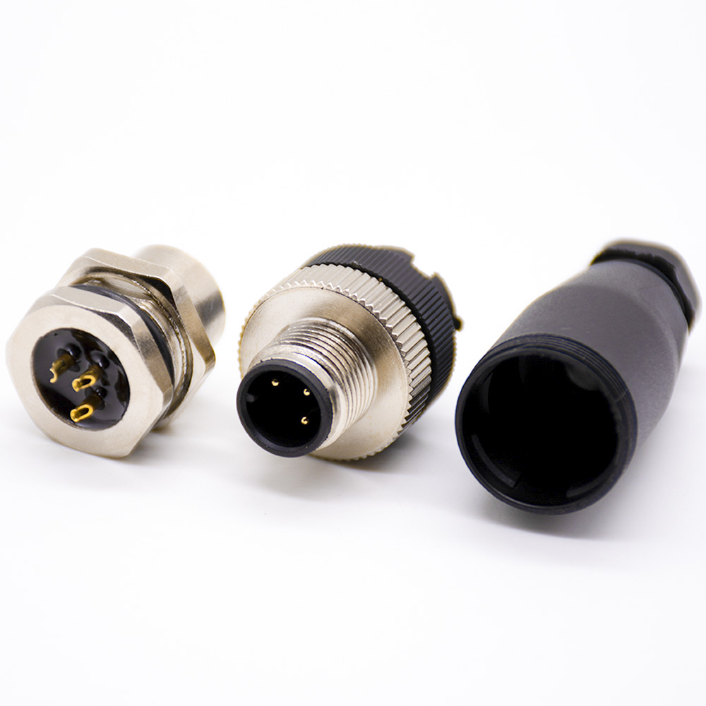 M12现场组装插头A编码3芯公直式不带屏蔽塑料外壳PG7