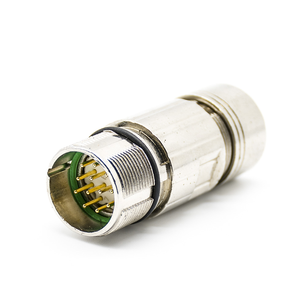 M系列连接器M23 12芯公插头直式接线焊线带屏蔽连接器