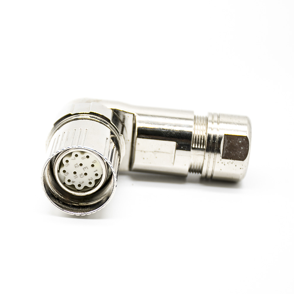 M23连接器19芯弯插头母头接线焊线带屏蔽定制