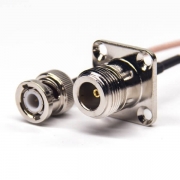 bnc-connector-for-coaxial-cable-straight-male-to-4-hole-flange-female-rg178-cable(5) n型外螺纹母头四孔法兰转BNC直公头接RG178线