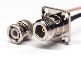 n型外螺纹母头四孔法兰转BNC直公头接RG178线