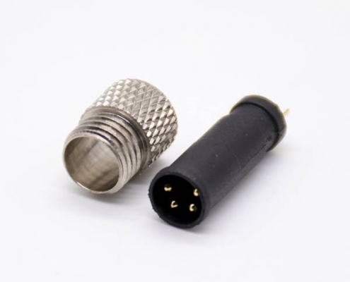 M8连接器4针直式注塑公头接线焊杯不带屏蔽