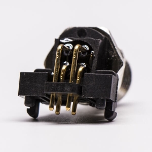 M12接头4芯防水连接器A-型 板端c插座PCB插板弯头 前锁板传感连接器