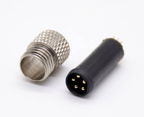 传感器M8连接器5芯直注塑公头焊杯不带屏蔽B编码