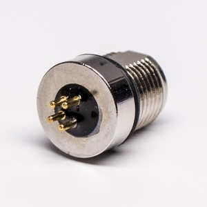 M8PCB连接器板端前锁A型4芯直式防水母座连接器