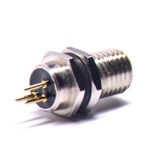 M8 连接器直头板端前锁长螺纹连接器A型3芯防水公插座传