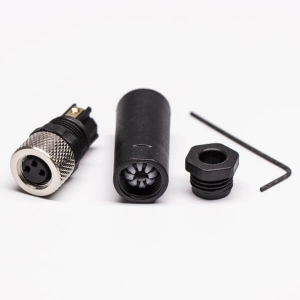M8现场组装插头3芯母直式不带屏蔽塑料外壳M8*1.0定制