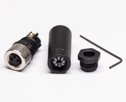M8现场组装插头3芯母直式不带屏蔽塑料外壳M8*1.0定制