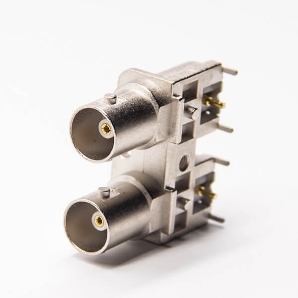 双bnc接头弯式90度母座插板接pcb板