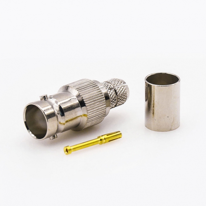 压接SYV-75-5-1接线的BNC连接器75Ω母头直式 压接SYV-75-5-1接线的BNC连接器75Ω母头直式