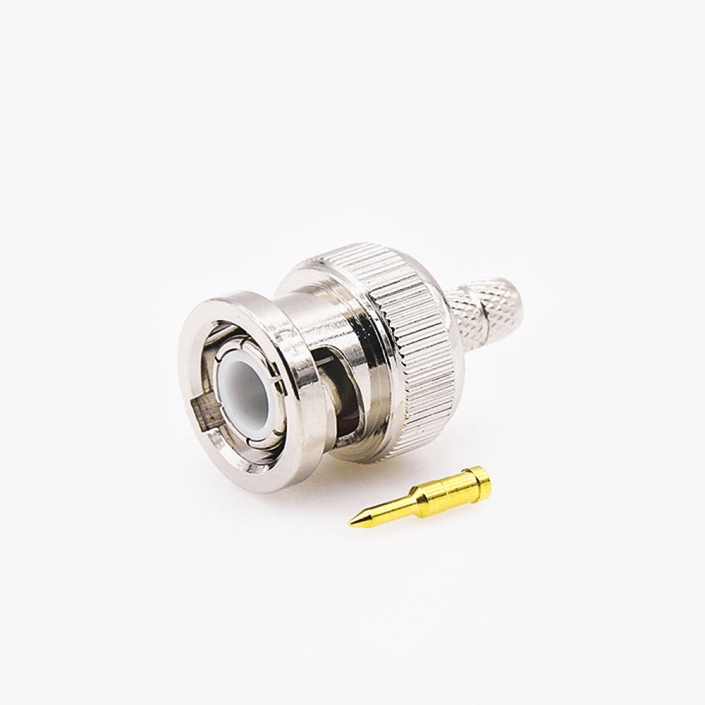 接线连接器BNC公头直型75Ω压接用于RG58/RG142 接线连接器BNC公头直型75Ω压接用于RG58/RG142