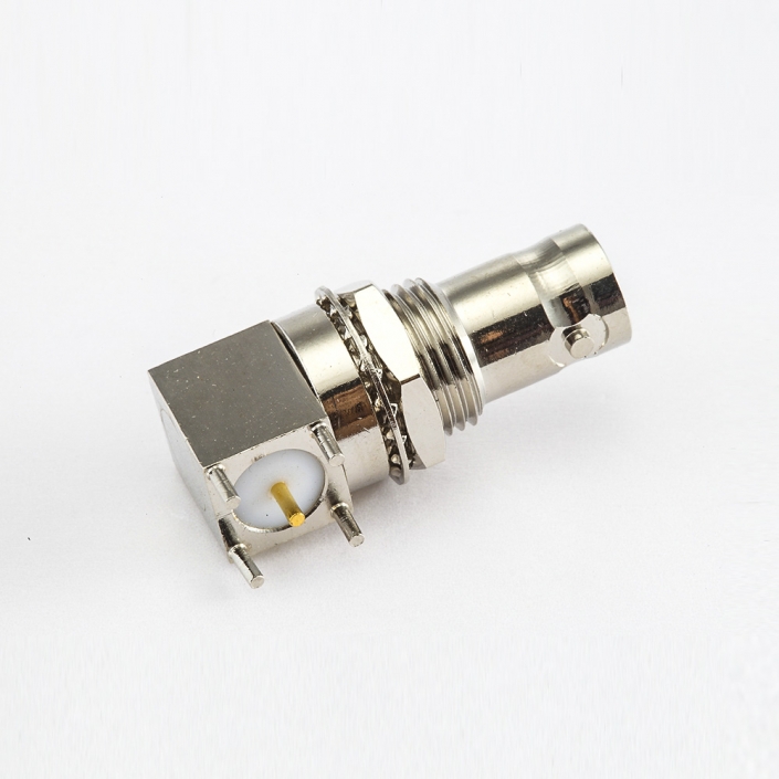BNCPCB安装连接器母头弯插面板安装前锁穿墙50Ω BNCPCB安装连接器母头弯插面板安装前锁穿墙50Ω